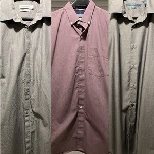 BUNDLE: 3 Calvin Klein, Perry Ellis, Van Heusen Gray and Red Men's Shirts M/L